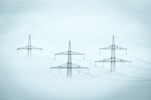 Transmission Lines peaking out through the fog